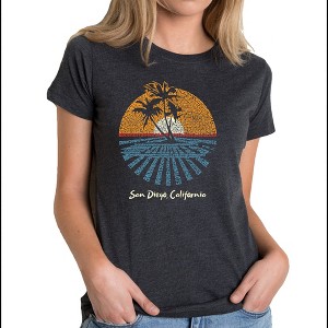 LA Pop Art Women's Premium Blend Word Art T-shirt - Cities In San Diego - 1 of 4