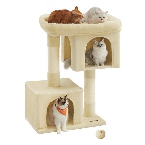 Feandrea Cat Tree, Cat Tower, Cat Condo, Large Cat Perch, 2 Cat Caves, Scratching Post - 1 of 4