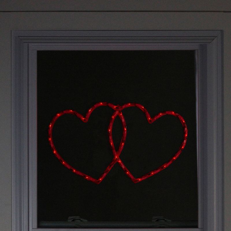 Northlight Lighted Double Heart Valentine's Day Window Silhouette - 17" - Red, 4 of 6