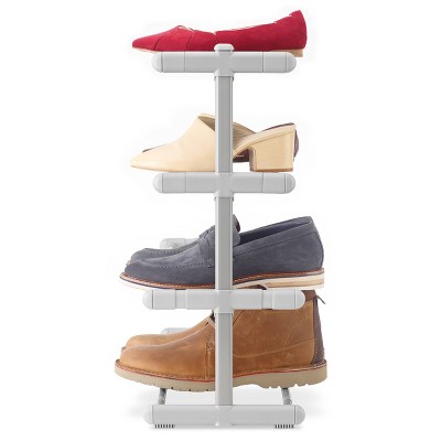 Whitmor Gray 4-Tier Adjustable Metal and Plastic Shoe Rack