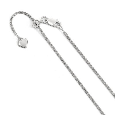 Black Bow Jewelry 1.45mm Rhodium Plated Sterling Silver Adj. Hollow Spiga Chain Necklace