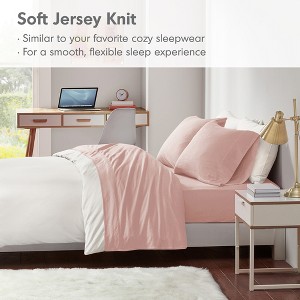 4 Pcs Stylish Jersey Knit Cotton Sheet Set, All Season Home Textile for Modern Bedroom Decor - 1 of 4