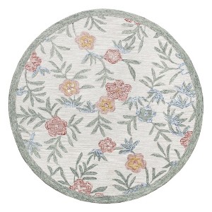 LR Home Hand Hooked Vintage Floral Garden Round Rug : Target