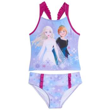 Disney Princess Anna Elsa Girls Tankini Top and Bikini Bottom Swim Set Toddler to Little Kid