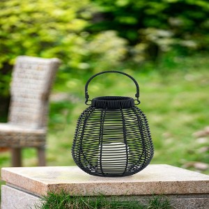AZL1 Life Concept Decorative Lantern with Rattan Woven Candle Design Timer Function for Living Room Entryway Bedroom, Black, 16"*12"*12" - 1 of 4