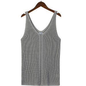 Women's Deep V-Neck Cable Knit Vest Casual Sleeveless Sweater Tank Top - 1 of 4