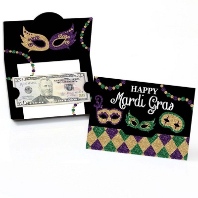 Big Dot of Happiness Mardi Gras - Masquerade Party Money and Gift Card Holders - Set of 8