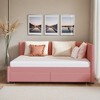 Modern Full Size Linen Upholstered Daybed with 2 Storage Drawers,Sofa Bed with Backrest and Armrests - Leovsnove - 2 of 4