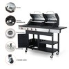 Zevemomo Gas and Charcoal Grill Combo with Side Burner, Dual-sided Frying Plate, Thermometer, Wheels, Side Table, 37,230BTU Gas Grill for Patio,Garden - 2 of 4
