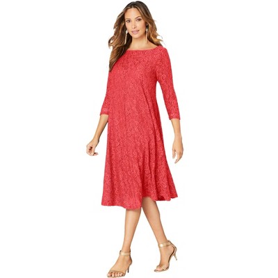 Roaman's Women's Plus Size Lace Swing Dress
