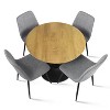 Harrison+Bingo 5-Piece Round-Shaped Wood Grain Dining Table Set With 4 Upholstered Chairs Black Legs-Maison Boucle - 3 of 4