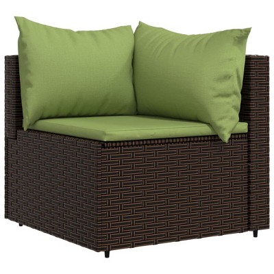 vidaXL Outdoor Patio Corner Sofa: Weather-Resistant Brown Poly Rattan - Modular Design with Cushion Comfort and Sturdy Powder