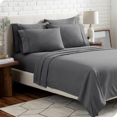 Full Gray 6-Piece Microfiber Sheet Set with Extra Pillowcases