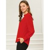 INSPIRE CHIC Women's Office Keyhole Elegant Stand Collar Long Sleeve Back Neck Button Blouse - 4 of 4