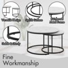 ALEXOUN Coffee Table Set of 2, 27.6 inch Round Wood Finish Side Tables with Metal Frame,Multi-Functional for Living Room & Bedroom,Small Spaces - 4 of 4
