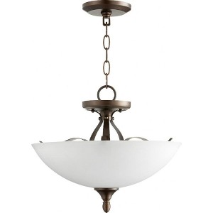 Quorum Lighting Jardin 3-Light Dual Mount Pendant, Oiled Bronze, 15W x 12H, Dry Rated, Satin Opal Shade - 1 of 1