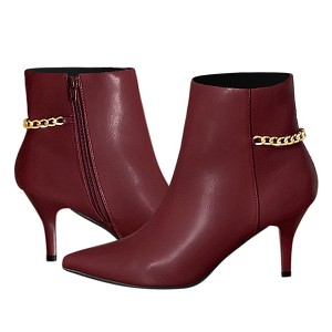 BLISSFUL STEP Gold Chain Pointed Toe Stiletto Heels Ankle Boots for Women - 1 of 4