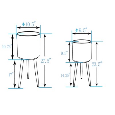 Distressed White and Bronze Dimpled Metal Planter Set with Tripod Stand