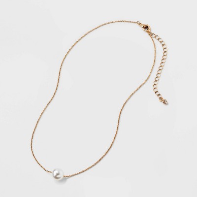 Pearl Pendant Thin Necklace - A New Day&#8482; Gold