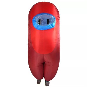 Amongst Us Imposter Sus Crewmate Inflatable Adult Costume Red | Standard - 1 of 4