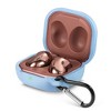 Insten Silicone Case for Samsung Galaxy Buds Pro (2021) / Galaxy Buds Live (2020) with Carabiner Keychain, Light Blue - 3 of 4