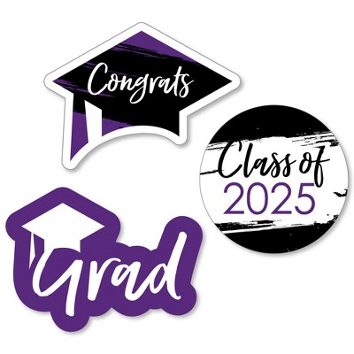 Big Dot of Happiness Purple 2025 Graduation Party - DIY Shaped Cut-Outs - 24 Count
