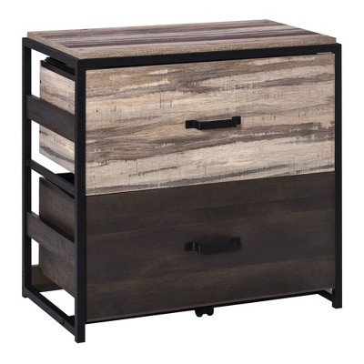 Vinsetto Office File Cabinet w/ 2 Large Drawers and Adjustable Metal Hanging Bars for A4 Letter and Legal Sized Files, Storage Organizer, Brown/Black