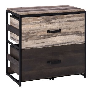 Vinsetto Office File Cabinet w/ 2 Large Drawers and Adjustable Metal Hanging Bars for A4 Letter and Legal Sized Files, Storage Organizer, Brown/Black - 1 of 4