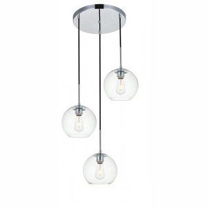 Elegant Lighting Baxter 3 Lights Chrome Pendant With Clear Glass - 1 of 4