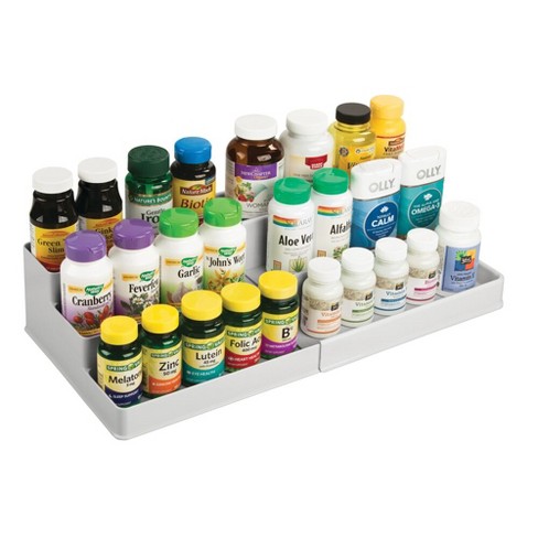 mDesign Plastic Expandable Vitamin Organizer for Bathroom Storage