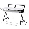 NicBex Music Studio Desk with Keyboard Tray Wooden Top & Metal Frame, Mobile with Caster Wheels for Home Studio - 4 of 4