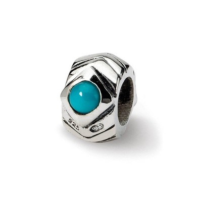 Black Bow Jewelry Sterling Silver and Blue Green CZ Bead Charm