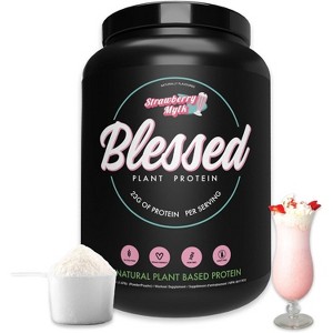Blessed Plant Based Vegan Protein Powder - 23g of Pea Protein Powder, Dairy Free, Gluten Free, Soy Free - 30 Servings (Strawberry Mylk) - 1 of 4