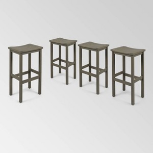 Caribbean 4pK Acacia Wood Barstools Gray - Christopher Knight Home - 1 of 4