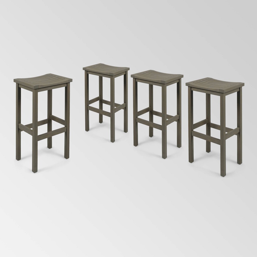 Caribbean 4pK Acacia Wood Barstools Gray - Christopher Knight Home