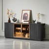 64-Inch Wavy TV Cabinet with LED Lights, Modern Sideboard Storage Console with Glass Doors for Living Room Bedroom Entryway - 3 of 4