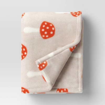 Novelty Recycled Printed Plush Throw Mushroom