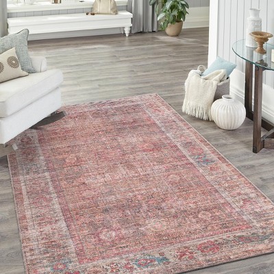 Unique Loom Nostalgia Euphoria Border Washable Indoor Flatweave Woven Area Rug