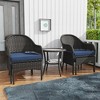 COWLOWN Blue All-Weather Outdoor Wicker Chairs, Rattan Patio Dining Chair Set for Porch, Balcony, Lawn, and Backyard Seating - 4 of 4