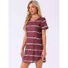 cheibear Women's Round Neck Curve Hem Short Sleeve Sleepshirt Nightgown - 3 of 4
