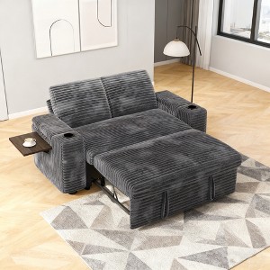 Dyonery 65" Loveseat Sleeper Sofa with Pull Out Bed,3-in-1 Convertible Sofa Bed with Reclining Backrest|USB Ports|Storage Armrests,Tool Free Assembly - 1 of 4