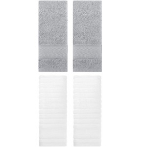 REGALWOVEN 4 Pcs Cotton Quick Drying Soft Striped Hand Towel 14" x 30" - 1 of 4