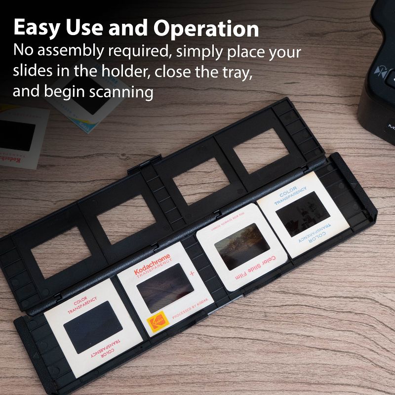 Magnasonic Long Tray Slide Film Holder for 35mm Compatible Film Scanners, Holds 4 Slides, Easy to Use - Set of 3 - Black, 5 of 9