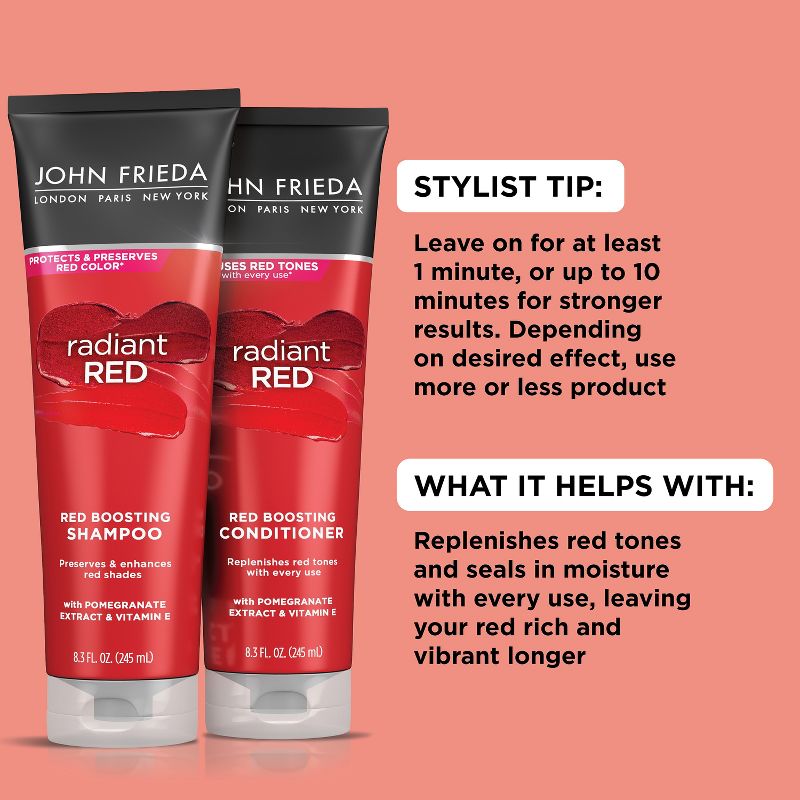 John Frieda Radiant Red Red Boosting Shampoo for Red Hair, Hair Color Protectant for Shades - Red - 8.3 fl oz, 5 of 11