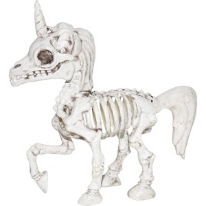 Unicorn Halloween Skeleton Decoration Tabletop Indoor Outdoor Decorations, Creepy Posable Figurine, 7 Inches - 1 of 4