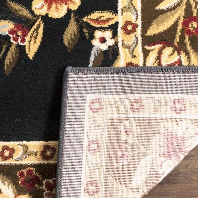 Black and Brown Floral Border 4' x 6' Synthetic Area Rug
