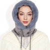Anna-Kaci Women's Faux Fur Lined Knit Hooded Scarf with Adjustable Drawstring and Full Coverage for Winter Warmth - Khaki - 3 of 4