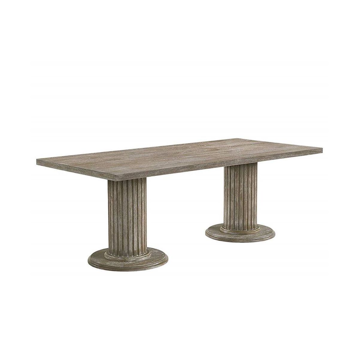 84" Gabrian Dining Table Reclaimed Finish: Double Pedestal, 8 Seats - Acme Furniture