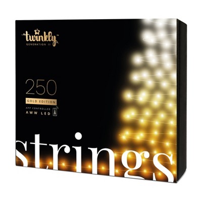 Twinkly TWS250GOP-GUS 250 LED White and Amber 65 ft. Outdoor Christmas String Lights, Bluetooth and WiFi Controlled for Home, Classroom, Dorm Room