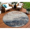 Linen And Navy Blue Geometric Washable Indoor Outdoor Area Rug - 2 of 4